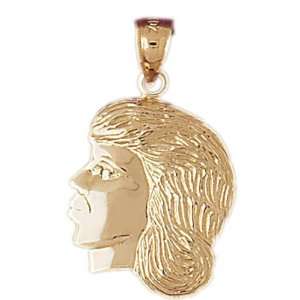  14kt Yellow Gold Girl Head Pendant: Jewelry