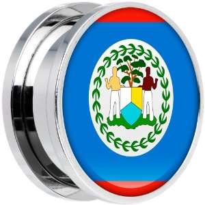  20mm Stainless Steel Belize Flag Saddle Plug Jewelry