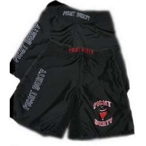  Fight Durty Black MMA Fight Shorts (Size=38): Sports 