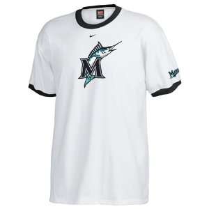   Nike Florida Marlins White Changeup Ringer T shirt: Sports & Outdoors