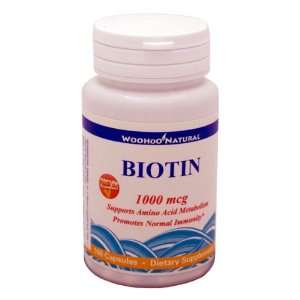  Woohoo Natural Biotin 1000mcg 100 Capsules Health 