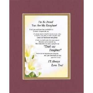   Daughter Poem on 11 x 14 Double Beveled Matting (Burgundy): Home
