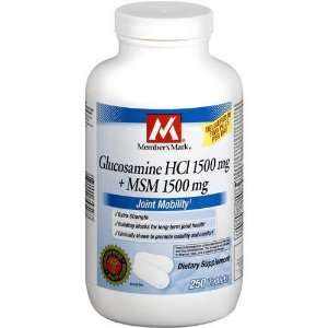 Members Mark Glucosamine Hcl 1500 Mg with Msm 1500 Mg, Tablets, 250 