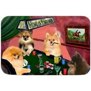  Home of Pomeranians Cutting Board 4 Dogs Playing Poker 