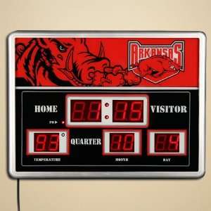  Arkansas Razorbacks NCAA Scoreboard Clock & Thermometer 