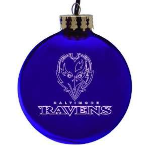  Pack of 2 NFL Baltimore Ravens Glass Ball Christmas 