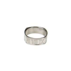  316L Stainless Steel Roman Numeral Ring   Width: 8mm 