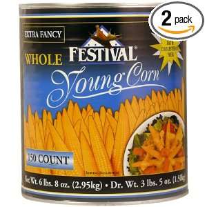 Festival Whole Baby Corn 150 180 Count, 6.5 Pound (Pack of 2):  