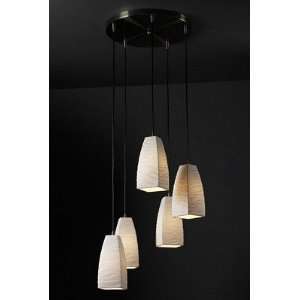  Tapered Square Wave Shade Brass Cluster Light