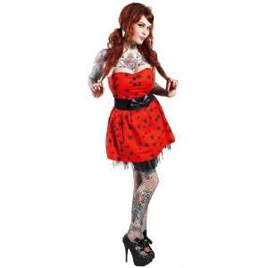 Punk Rock Black Spider Strapless Red Party Tulle Belted 