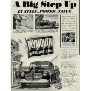   Big Step Up, In Style  Power  Value  1941 Plymouth Ad, A2732