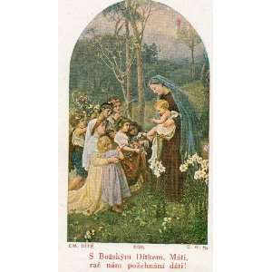 Vintage Czech Prayer card: E.M. DITE 508 cmk, S BOZSKYM DITKEM, MATI 