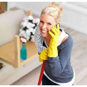  Attractive Young Lady Taking a Break from Cleaning   Peel 