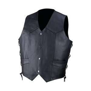Rocky Mountain Hides Solid Genuine Cowhide Leather Vest Black Snaps 