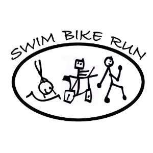  Triathlon Run Bike Swim Stick Figures   White: Everything 
