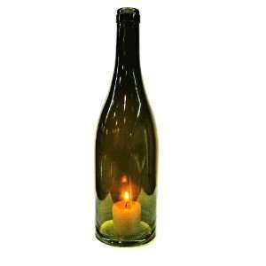 Special Occasion Table Top Wine Bottle Candle & LED Light (Dark Green 