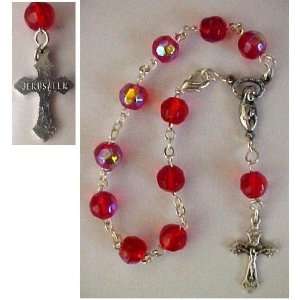  Rosary ~ Ruby Rosary Bracelet with Centerpiece and 