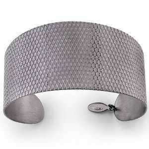  Crosscut Pattern Stainless Steel Cuff Bracelet in Plum 