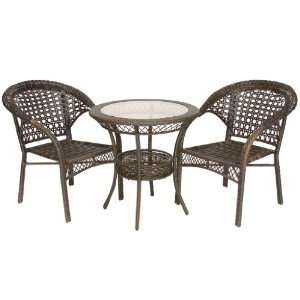  Malibu 3 Piece Wicker Bistro Set Patio, Lawn & Garden