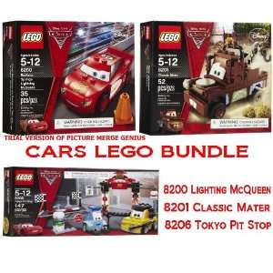  Cars Bundle   3 Lego Sets : 8200 Lightening Mcqueen 8201 