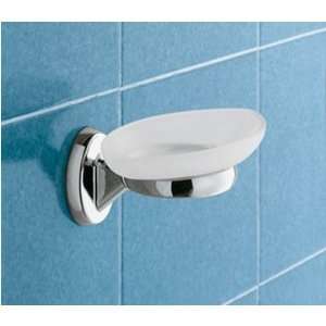 Gedy 3011 13 Wall Mounted Round Frosted Glass Soap Holder with Chrome 