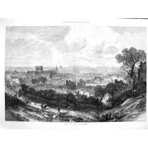  1873 View City Winchester Cathedral Houses Fine Art