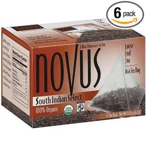 Novus South Indian Select 100% Organic Tea, Fair Trade, 12 Count Tea 