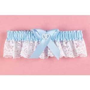  Blue Double Heart Garter Wide Lace