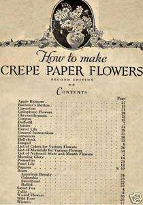 1929 CREPE PAPER FLOWER MAKING BOOK on CD NEW  