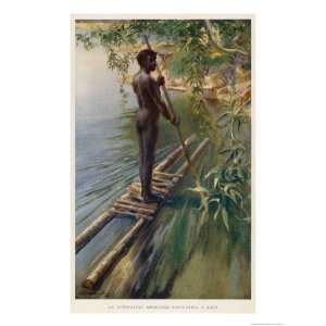  Simple Raft Used by Native Australians Giclee Poster Print 