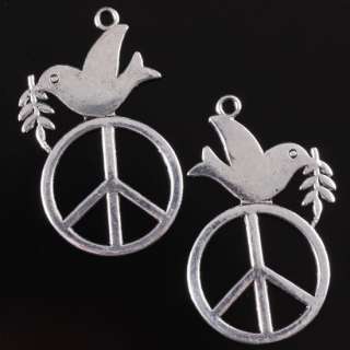 Bird Of Peace Pattem Silver Pendant Bead Findings 6pcs  