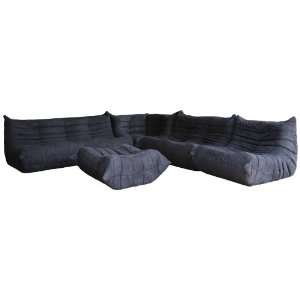   Waverunner Modular Sectional Sofa Set, Black, 5 Piece
