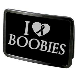 Love Boobies Engraved Black Belt Buckle  