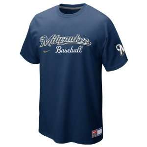  Milwaukee Brewers Navy Nike 2012 Away Practice T Shirt 