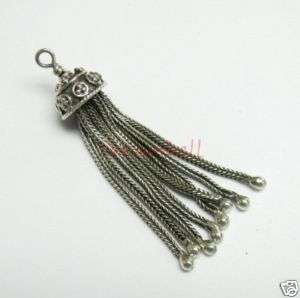 Bali STR Silver Necklace Focal TASSEL Dangle Bead 50mm  
