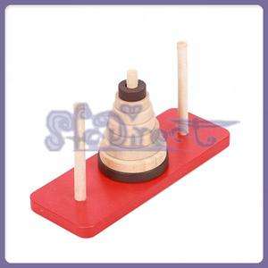   WOODEN PUZZLE Toy IQ game The Tower of Hanoi Brain Teaser 8 Rings