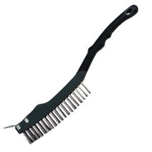 Wellforce 14645 Softgrip Long Handle Wire Brush 3X19 Rows with Scraper