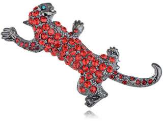 Ruby Red Austrian Crystal Rhinetone Leopard Animal Fashion Jewelry Pin 