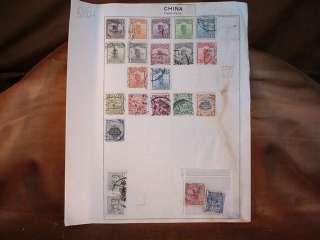 CHINA Antique Vintage STAMPS Page from Old Collection LOT Q004  