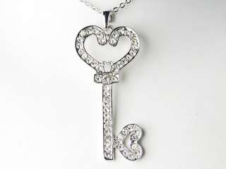 Key To My Heart Crystal Rhinestone Encrusted Secret Treasure Pendant 