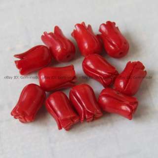 45 pcs 6X9mm Flower shape red coral gemstone beads  