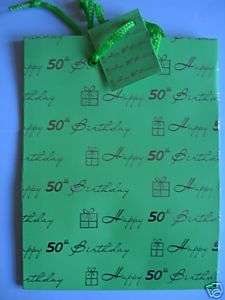 MEDIUM GIFT BAG (Green)   Happy 50th Birthday {0G GB}  