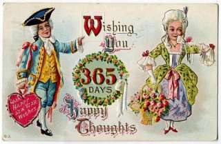 Post Card Victorian Couple Happy New Year  