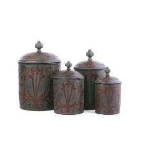  4 Pc. Art Nouveau Canister Set, 4Qt/2Qt/1½Qt/1Qt