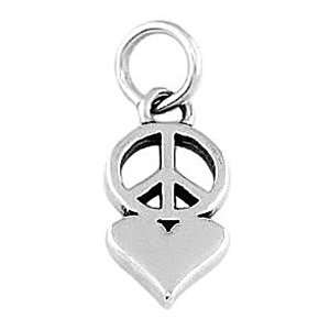  Sterling Silver One Sided Peace and Love Charm: Jewelry