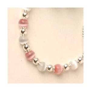  Pink/White Color Beaded Necklace   Size 9 13 years: Baby