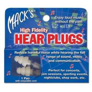 Macks Hi Fi Hear Plugs Natural Sound Musicians Earplugs (NRR 12) (12 