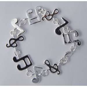  Sterling Silver Music Lover Charm Bracelet (silver 