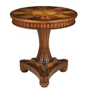  Two Tone Wood Ornate Round Accent Table