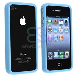 Sky Blue+Purple Bumper TPU Rubber Soft Case Cover For iPhone 4 4S 4GS 